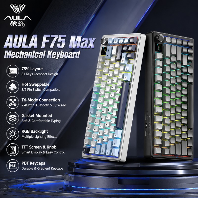 AULA F75 Max Mechanical Keyboa - Pc Gaming Keyboards ulasan dan harga