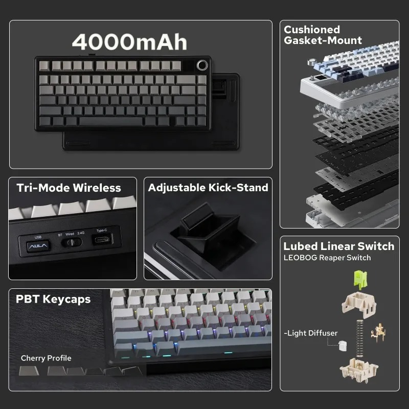 AULA F75 Max Mechanical Keyboa - Pc Gaming Keyboards ulasan dan harga